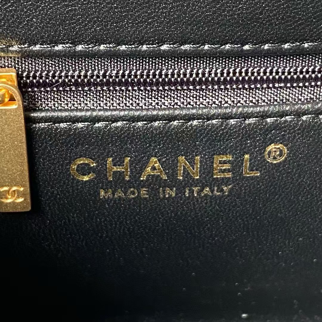 Replicate Chanel AS4416 Mini Shopping Bag Velvet and Black Calfskin Gold-Tone Metal Black(1:1 replica)