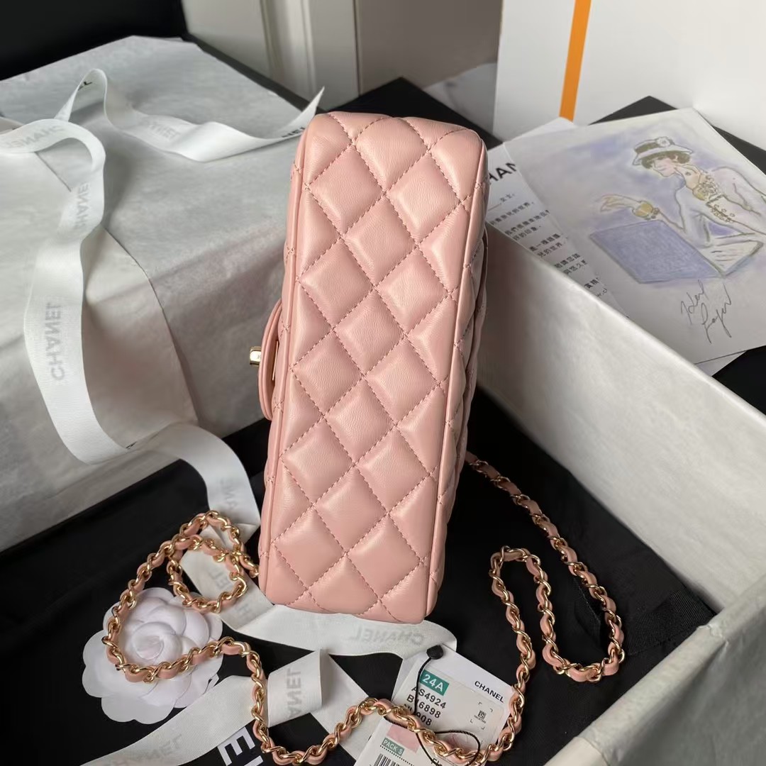 Replicate Chanel 24A AS4924 Mini Flap Bag With Top Handle Pink(1:1 replica)