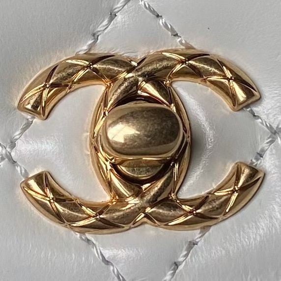 Replicate Chanel A92990 Small Flap Bag With Top Handle White Shiny Calfskin White(1:1 replica)