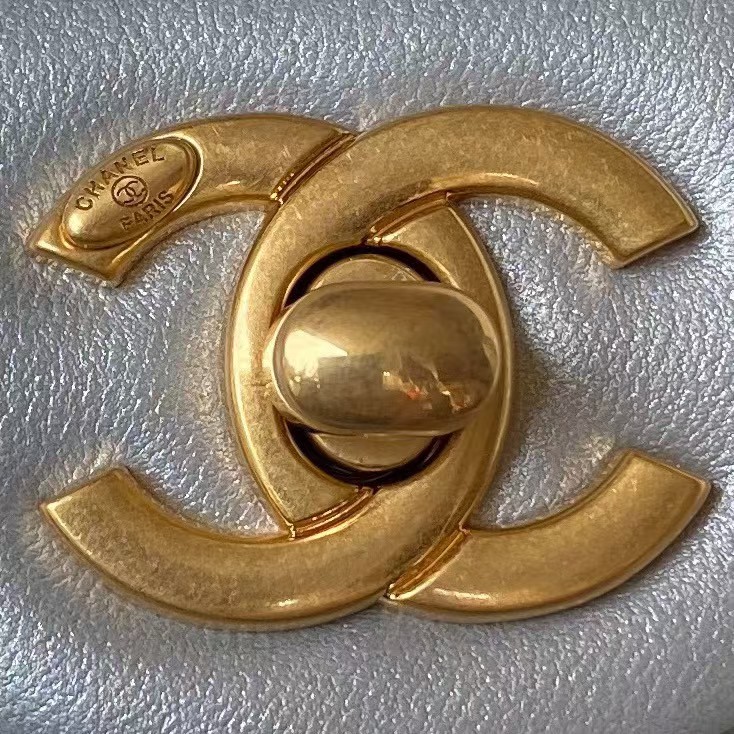 Replicate Chanel AS4385 Mini Flap Bag Pearl Lambskin Faux Pearl   Gold Metal Grey(1:1 replica)