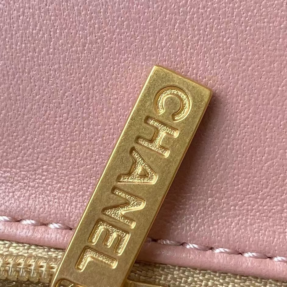 Replicate Chanel 23K AS1787 Mini Pearl Embossed Rectangular Flap Bag Lambskin Brushed Metal Hardware Dark Pink(1:1 replica)