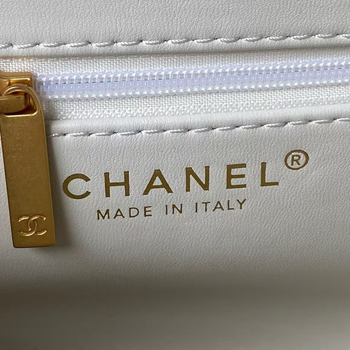 Replicate Chanel AS4416 Mini Shopping Bag Shiny Aged Calfskin Gold Tone Metal Off-White(1:1 replica)