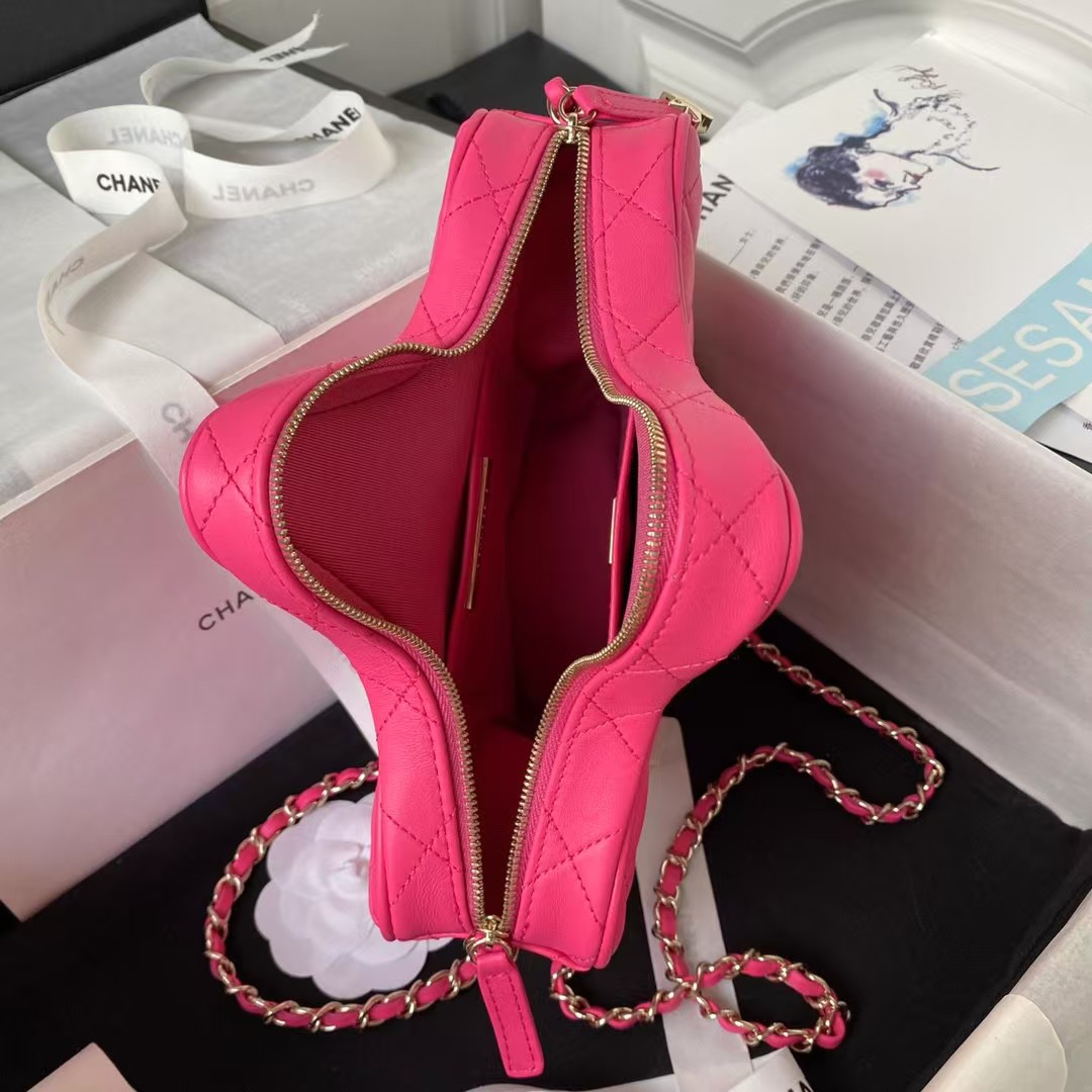 Replicate Chanel 24C AS4579 Star Bag Fuchsia Satin Gold Metal Hardware(1:1 replica)