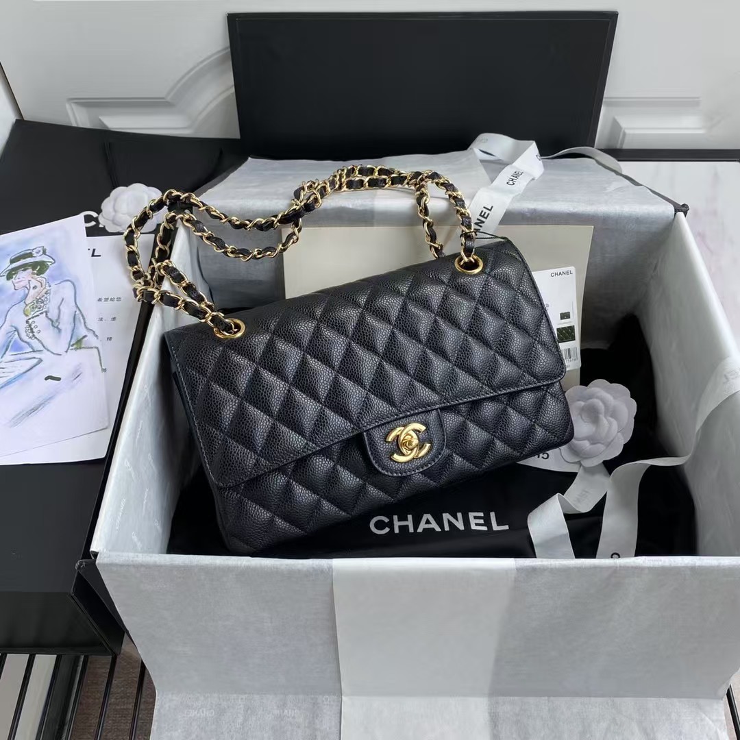 Replicate Chanel Classic 11.12 Handbag Caviar Gold Hardware Burgundy Interior(1:1 replica)