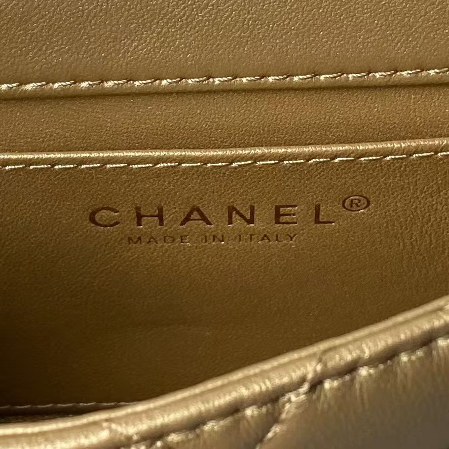 Replicate Chanel AS4847 Mini Flap Bag With Top Handle Lambskin Resin Gold(1:1 replica)