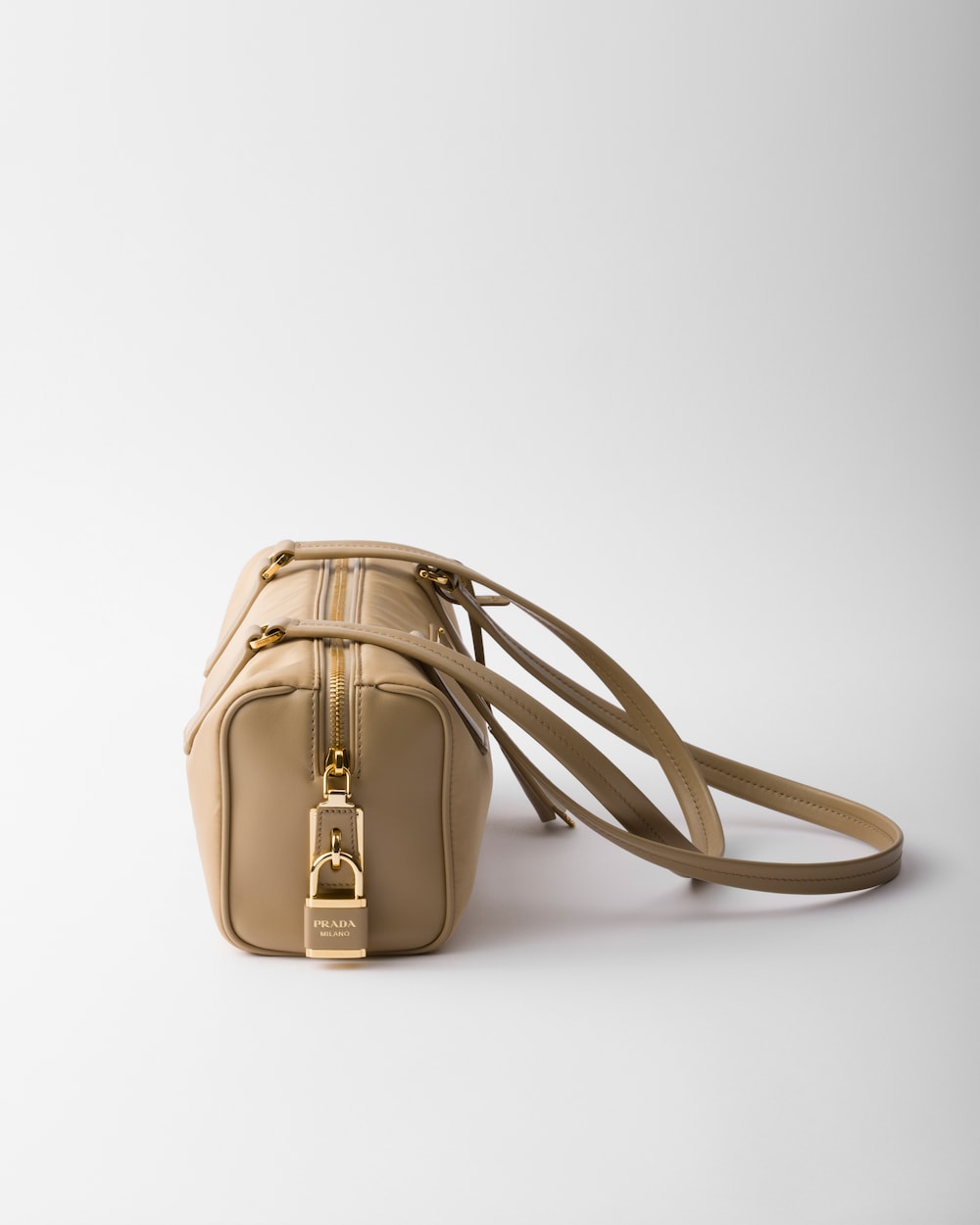 Replicate Re-Nylon and Leather Medium Top-Handle Bag With Padlock(1:1 replica)