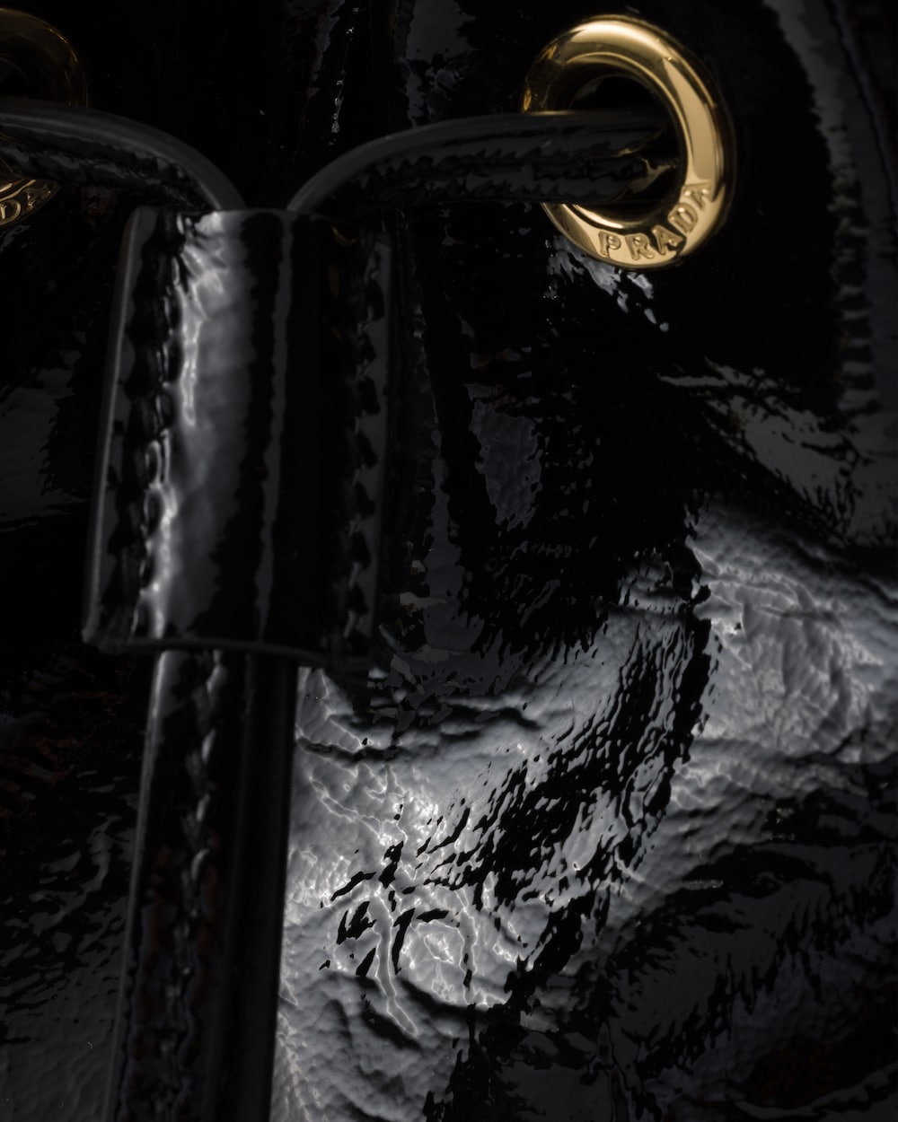 Replicate Prada Duet Naplak Patent Leather Bucket Bag(1:1 replica)