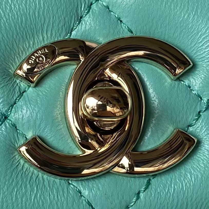 Replicate Chanel AS4654 Mini Trendy CC Flap Bag Turquoise Lambskin Light Gold Hardware(1:1 replica)