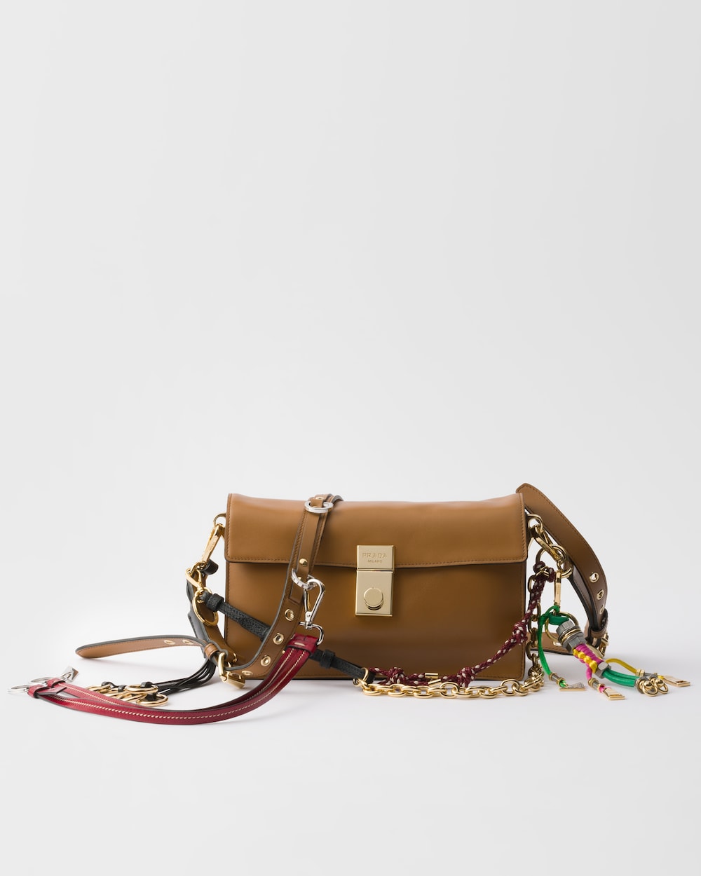 Replicate Prada Soft Sound Small Leather Shoulder Bag With Charms(1:1 replica)