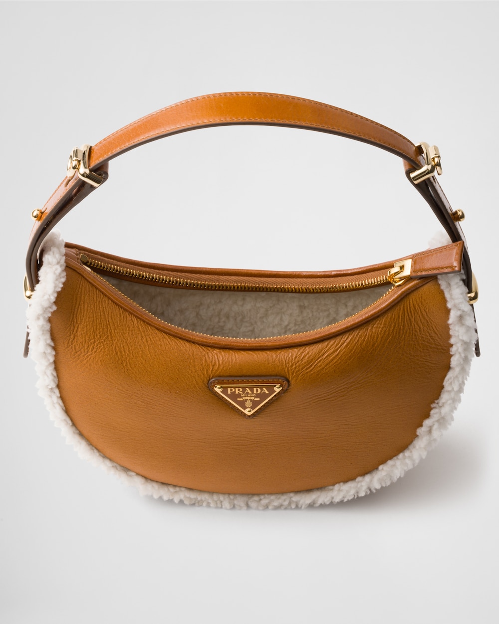 Replicate Prada Arqué Small Shearling Shoulder Bag(1:1 replica)