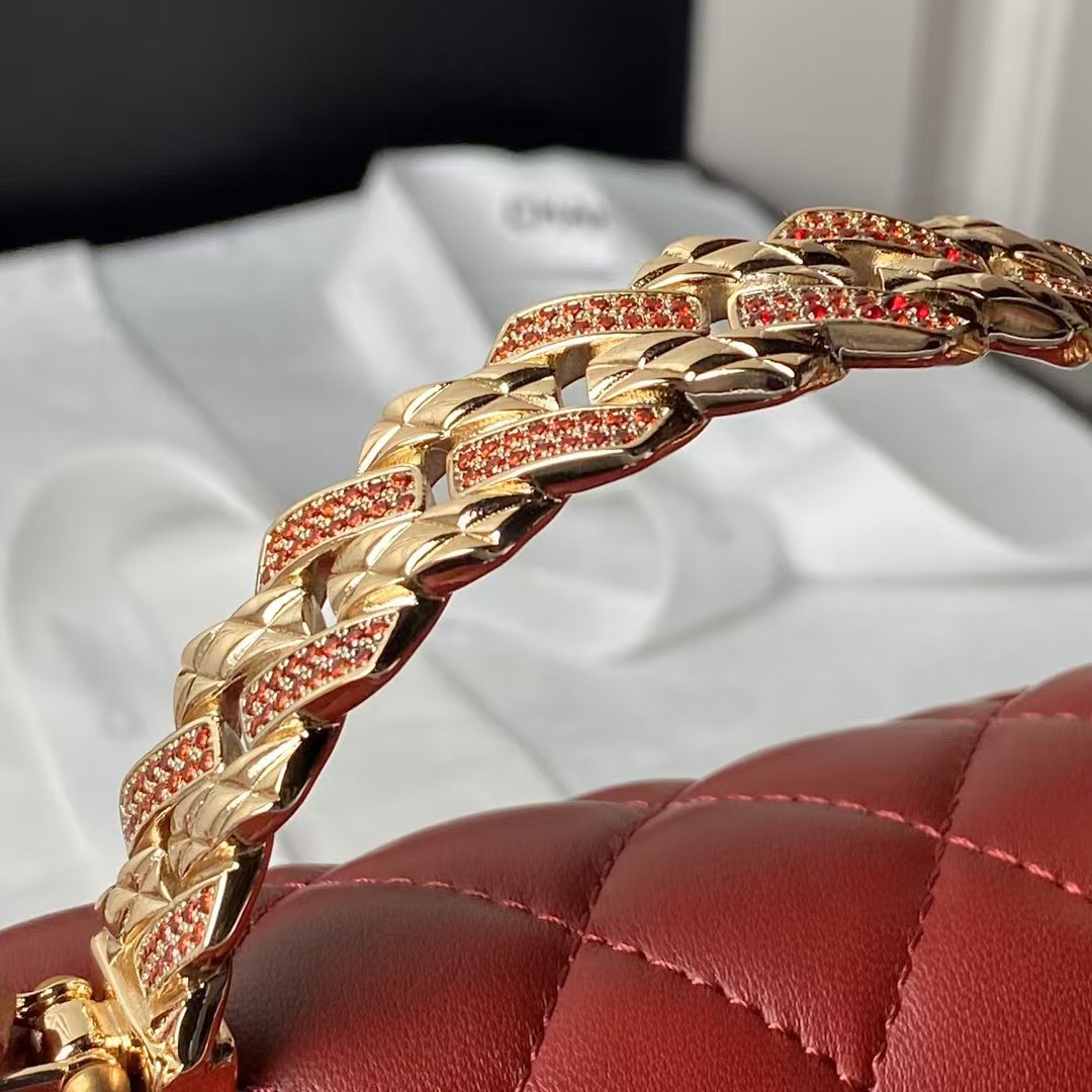 Replicate Chanel 24A AS4924 Mini Flap Bag With Top Handle Red(1:1 replica)