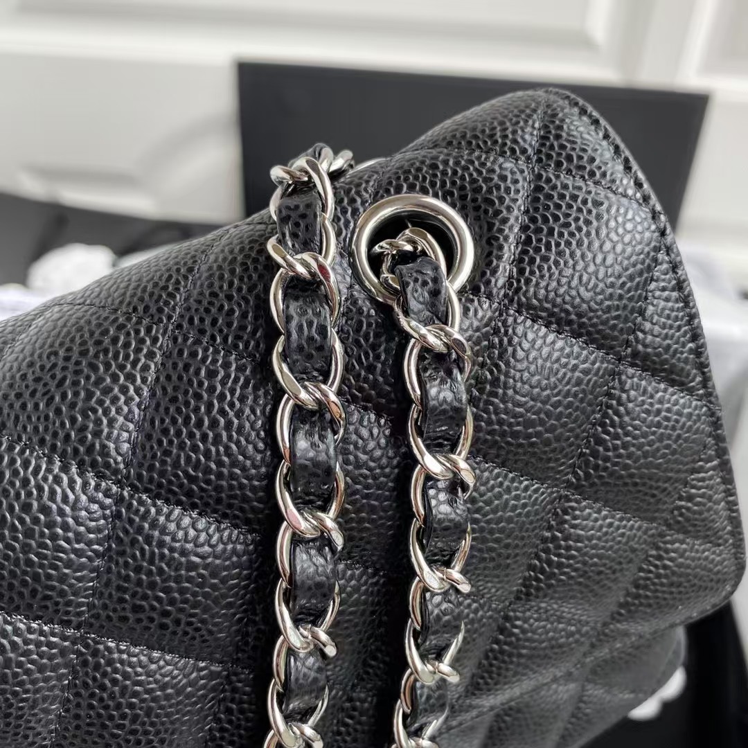 Replicate Chanel Classic 11.12 Handbag Caviar Silver Hardware Burgundy Interior(1:1 replica)