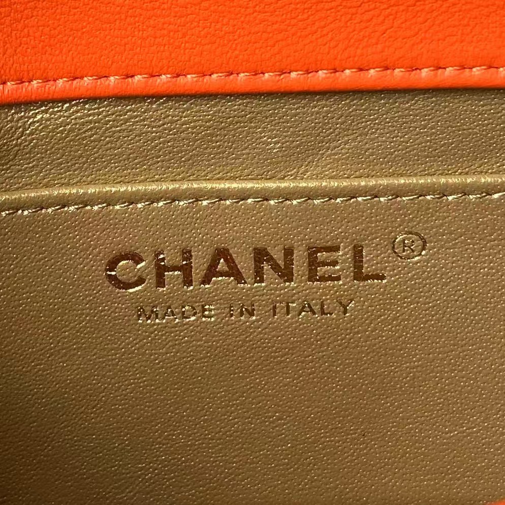 Replicate Chanel AS4868 Mini Flap Bag Pearl Lambskin Faux Pearl   Gold Metal Orange(1:1 replica)