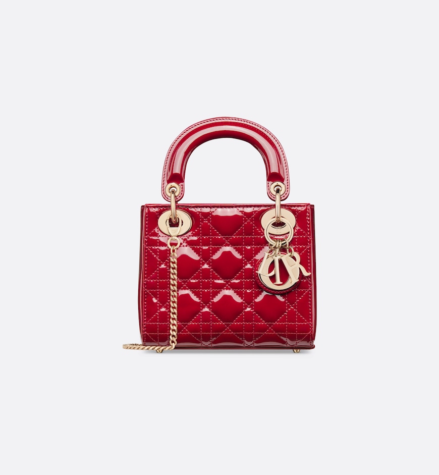 Replicate Dior Mini Dioriviera Lady Dior Bag Patent Leather(1:1 replica)