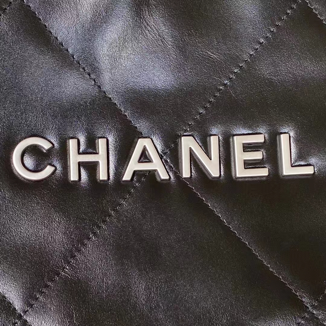 Replicate Chanel 22 AS3260 Small Bag Black Calfskin Silver Hardware(1:1 replica)