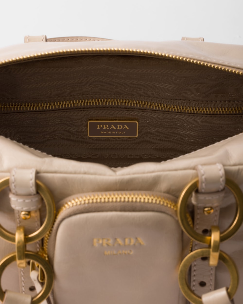 Replicate Prada Dangle Medium Leather Top-Handle Bag(1:1 replica)