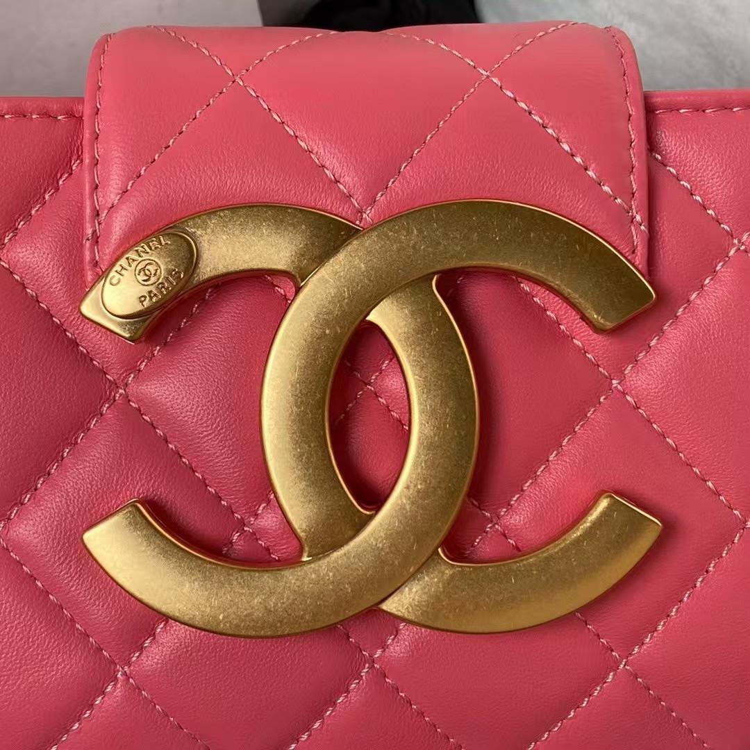 Replicate Chanel 24C AS4611 Vintage Logo Lambskin Rectangular Shoulder Bag Fuchsia(1:1 replica)