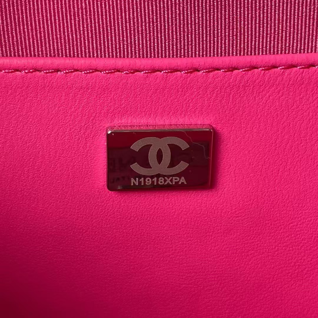Replicate Chanel 24C AS4579 Star Bag Fuchsia and Black Satin Black Metal Hardware(1:1 replica)