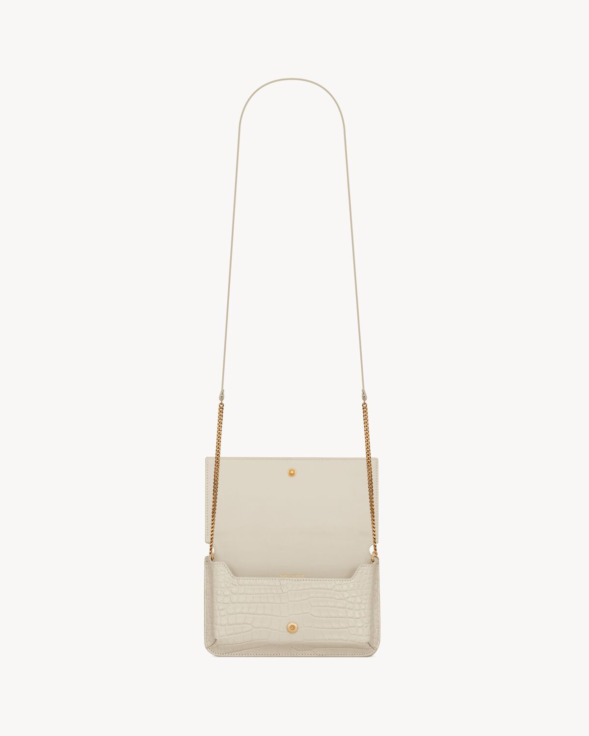 Replicate YSL Cassandre Phone Holder in Shiny Crocodile-Embossed Leather(1:1 replica)