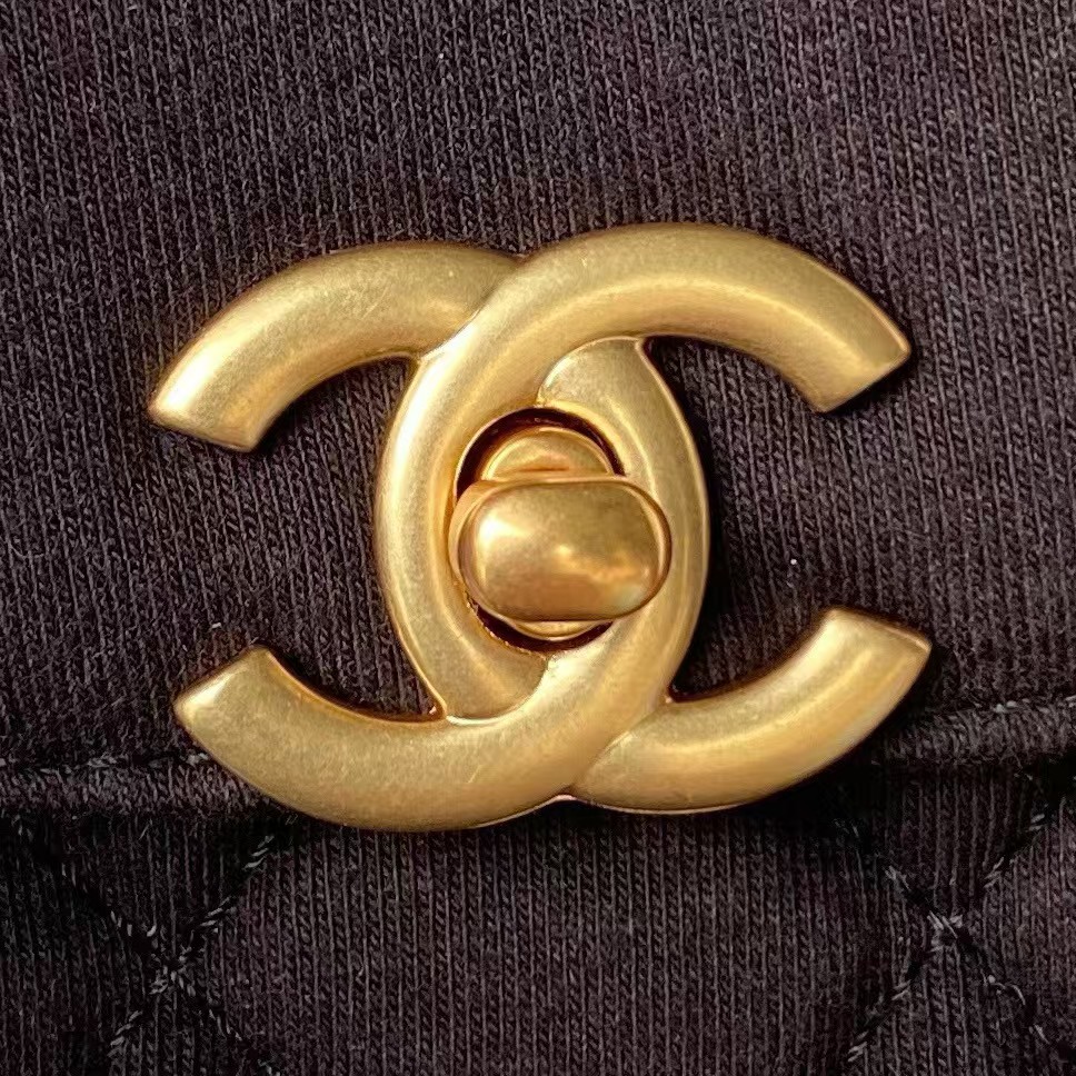 Replicate Chanel AS4416 Mini Shopping Bag Velvet and Black Calfskin Gold-Tone Metal Black(1:1 replica)