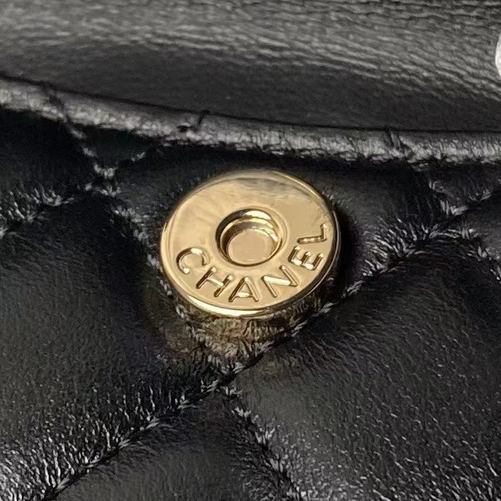 Replicate Chanel 24C AP3573 Mini Backpack Lambskin Gold Metal Black(1:1 replica)