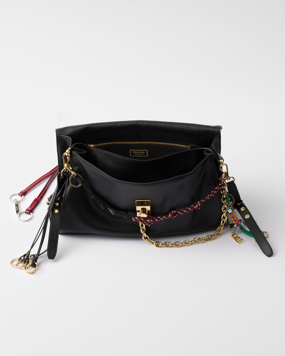 Replicate Prada Soft Sound Large Leather Shoulder Bag With Charms(1:1 replica)