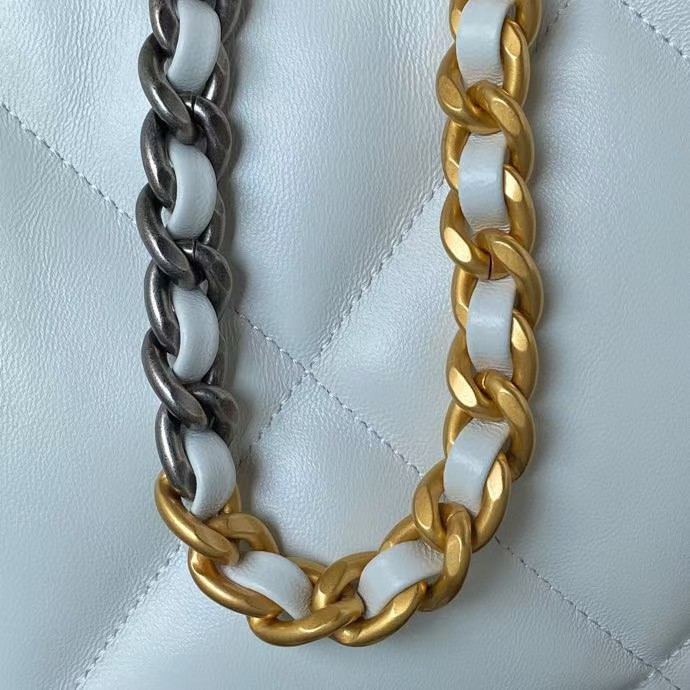 Replicate Chanel 24C AS4638 19 Hobo Bag White Lambskin Mixed Metal Hardware(1:1 replica)