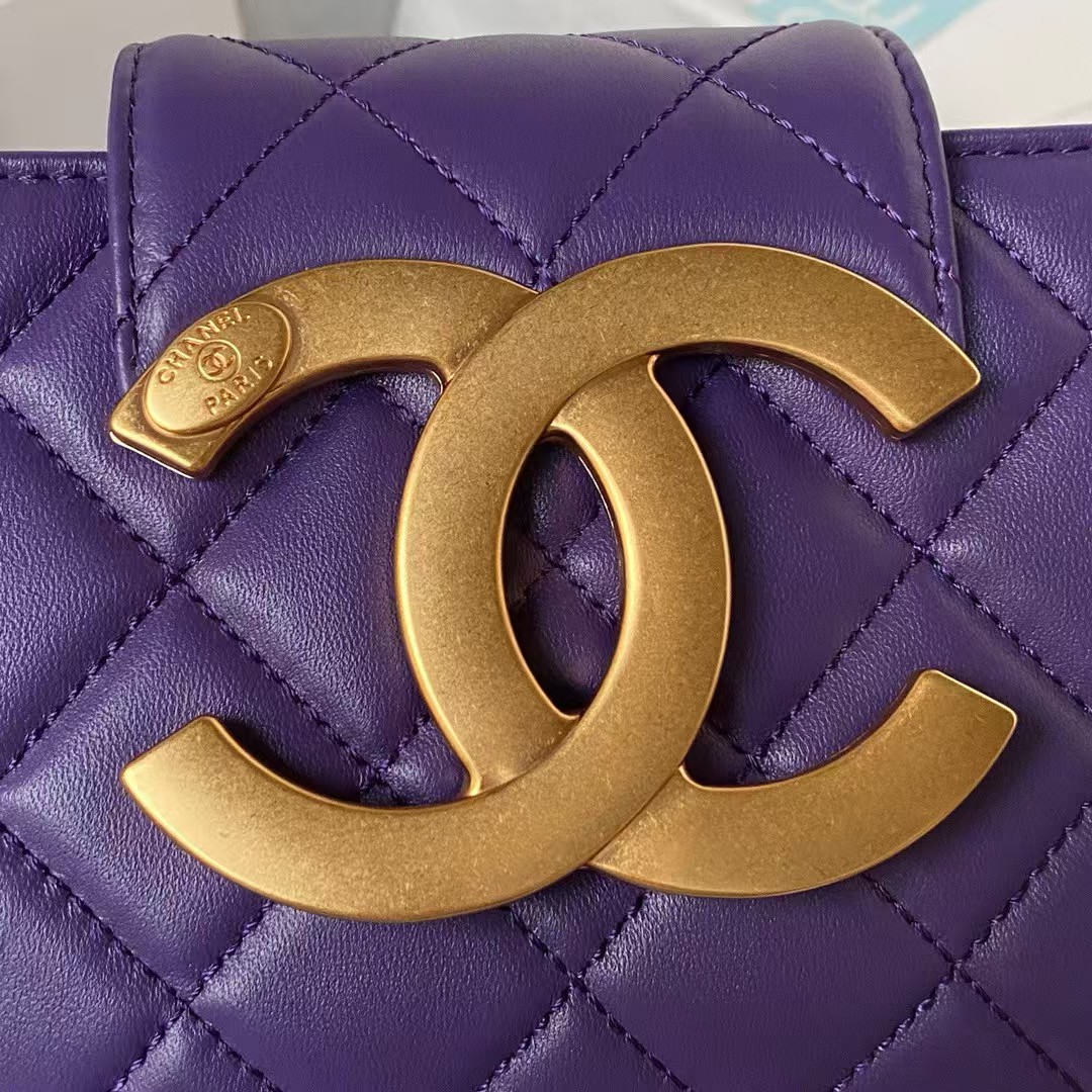 Replicate Chanel 24C AS4611 Vintage Logo Lambskin Rectangular Shoulder Bag Purple(1:1 replica)