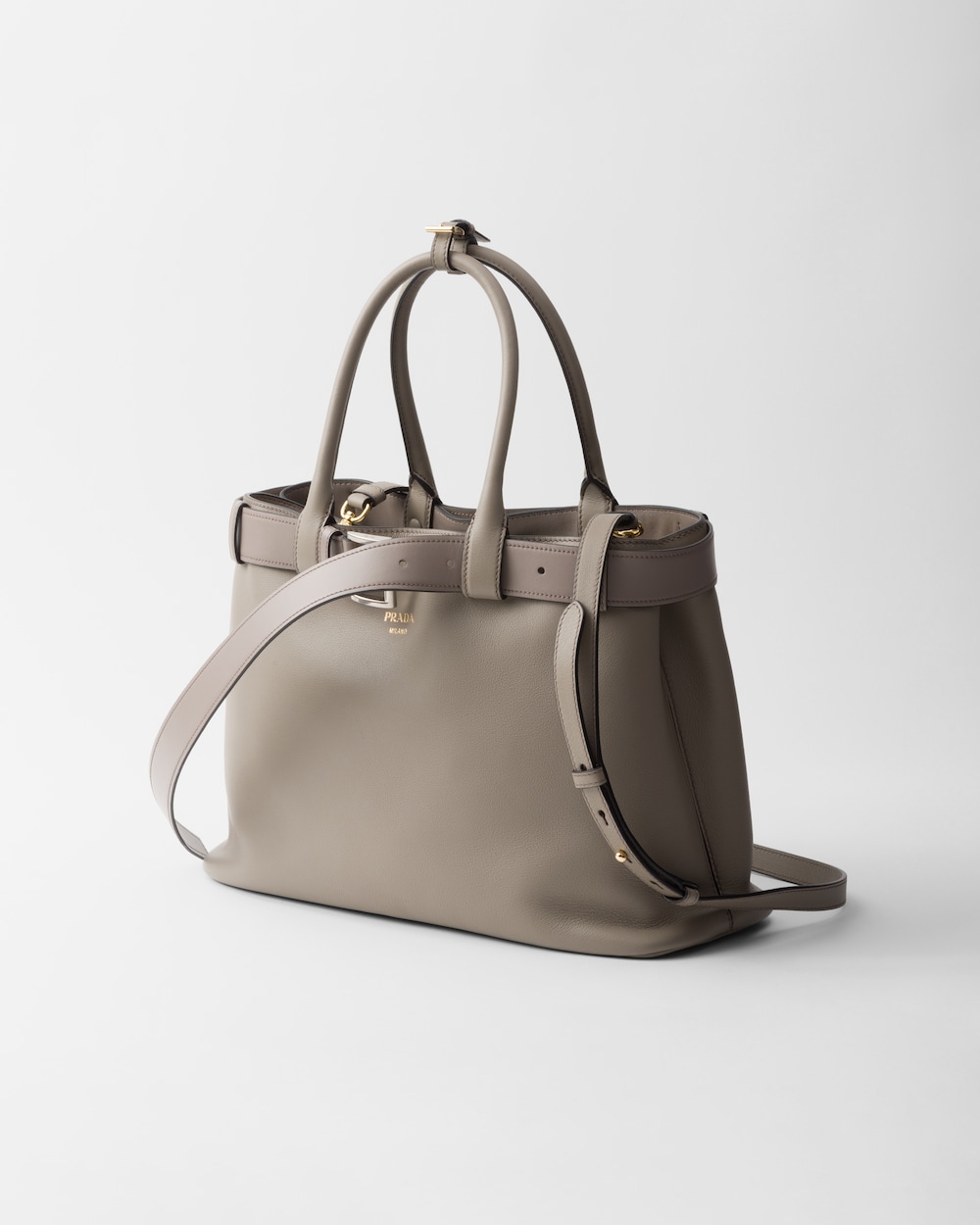 Replicate Prada Buckle Large Leather Handbag With Belt(1:1 replica)