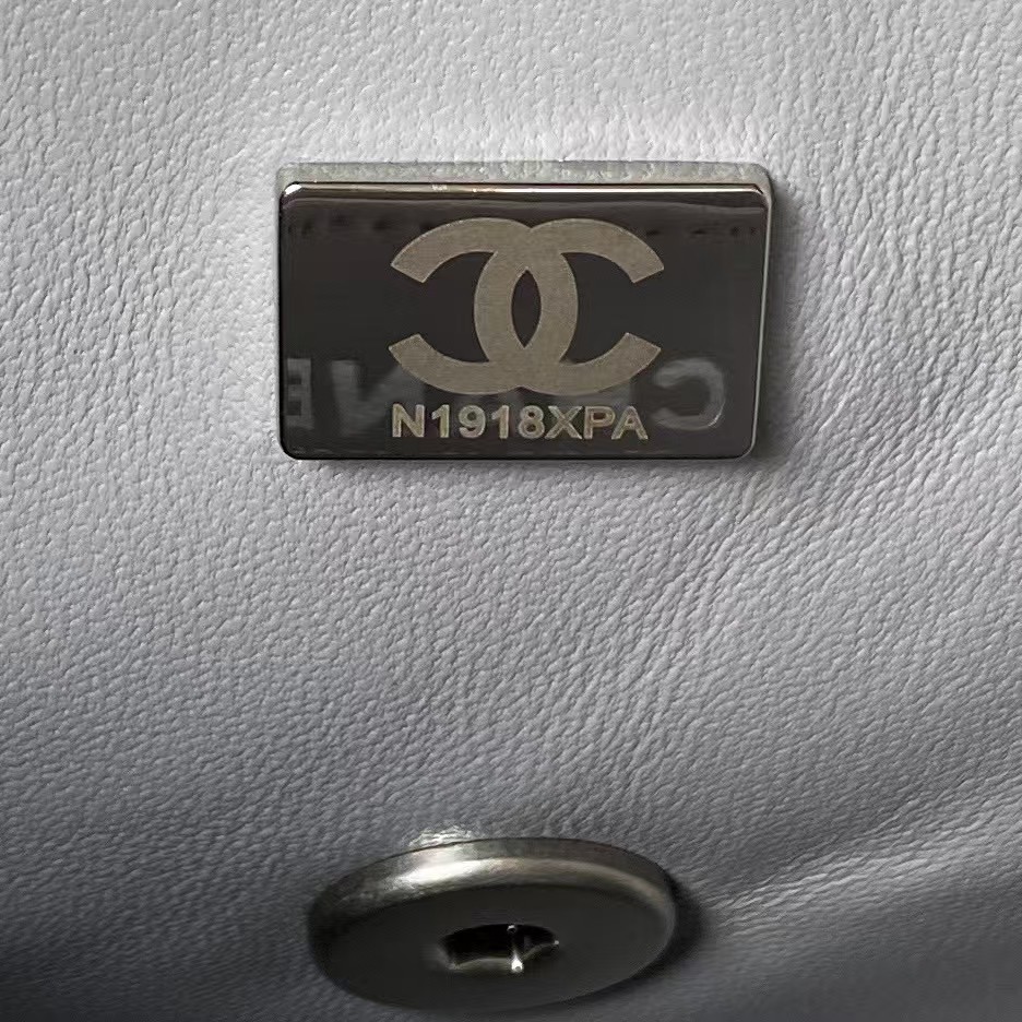 Replicate Chanel 23C AS1786 Mini Square Pearl Embossed Flap Bag Antique Silver Hardware Grey(1:1 replica)