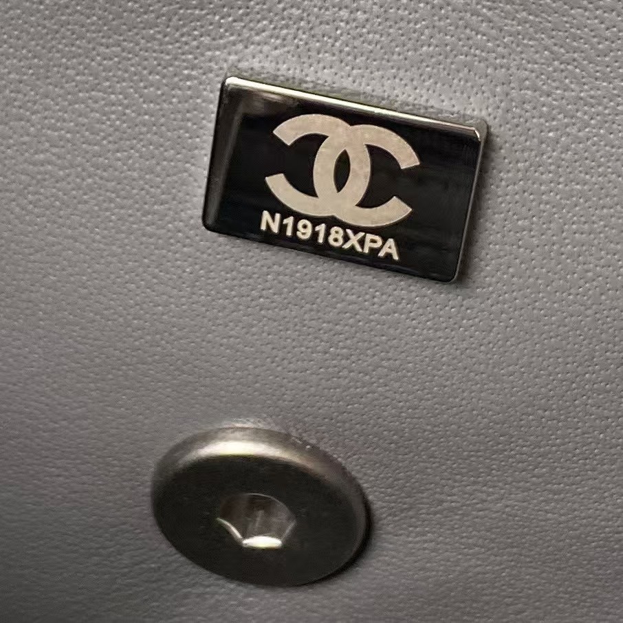 Replicate Chanel 23K AS1787 Mini Pearl Embossed Rectangular Flap Bag Lambskin Brushed Silver Metal Hardware Dark Grey(1:1 replica)