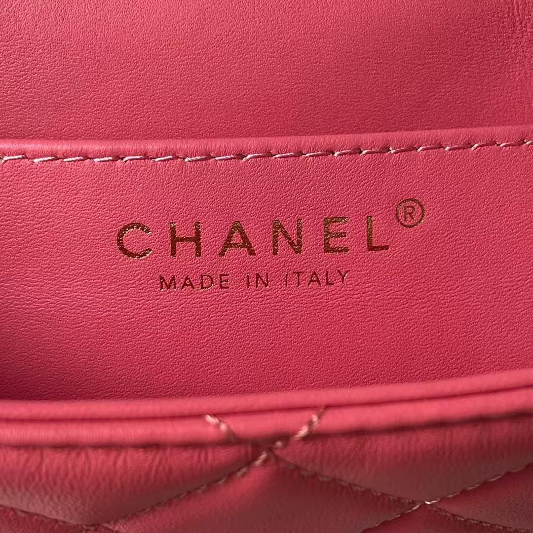 Replicate Chanel 24C Vintage Logo Small Quilted Lambskin Shoulder Bag AS4609 Dark Pink(1:1 replica)