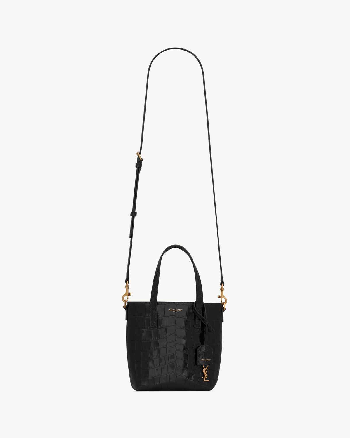 Replicate YSL Mini Toy Shopping Saint Laurent in Crocodile-Embossed Leather(1:1 replica)