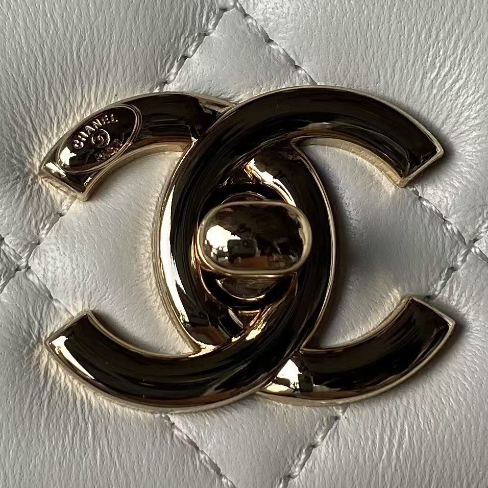Replicate Chanel AS4654 Mini Fashion CC Flap Bag White Lambskin Light Gold Hardware(1:1 replica)