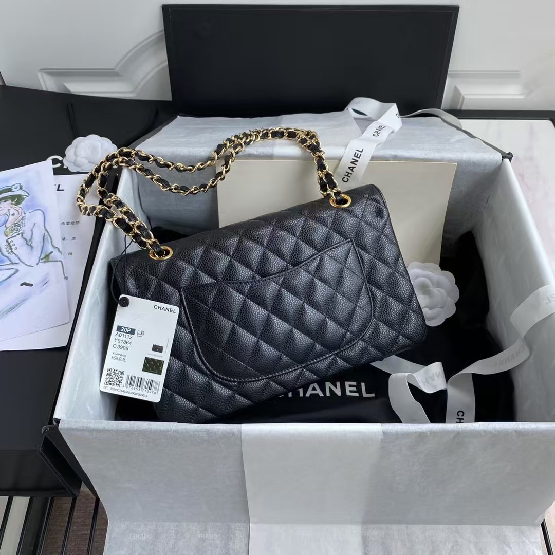 Replicate Chanel Classic 11.12 Handbag Caviar Gold Hardware Burgundy Interior(1:1 replica)