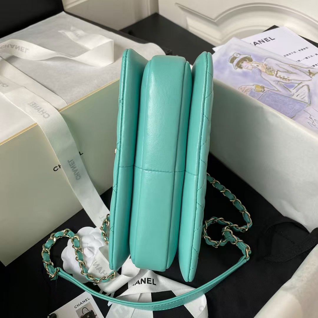 Replicate Chanel AS4654 Mini Trendy CC Flap Bag Turquoise Lambskin Light Gold Hardware(1:1 replica)
