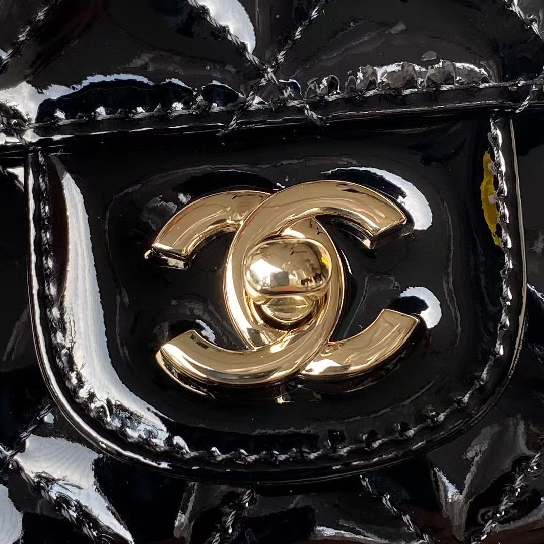 Replicate Chanel AS4647 Mini Flap Bag With Star Coin Purse Metallic Calfskin   Gold Metallic Black(1:1 replica)