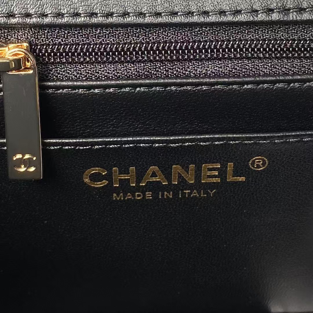 Replicate Chanel 24A AS4924 Mini Flap Bag With Top Handle Black(1:1 replica)