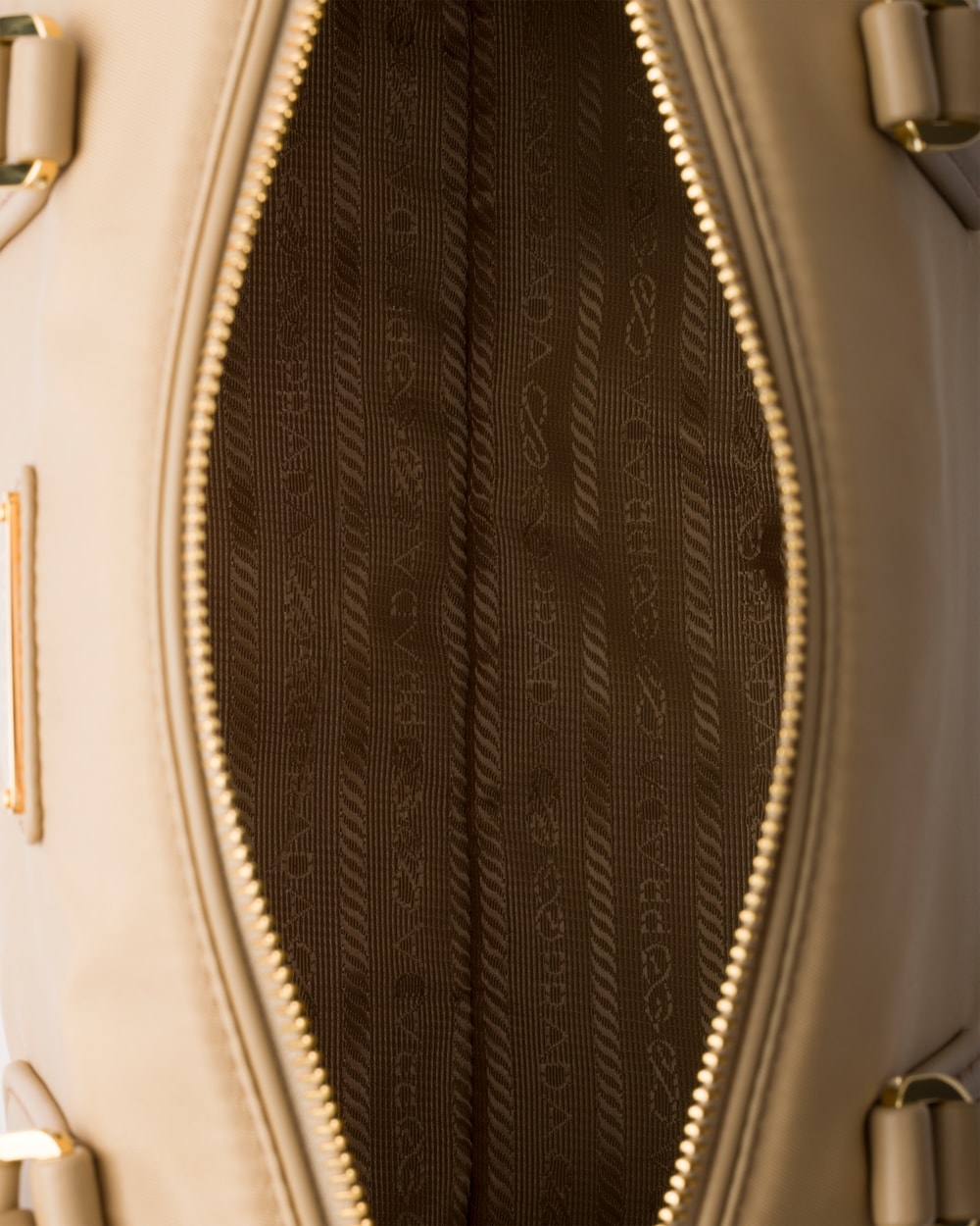 Replicate Re-Nylon and Leather Medium Top-Handle Bag With Padlock(1:1 replica)