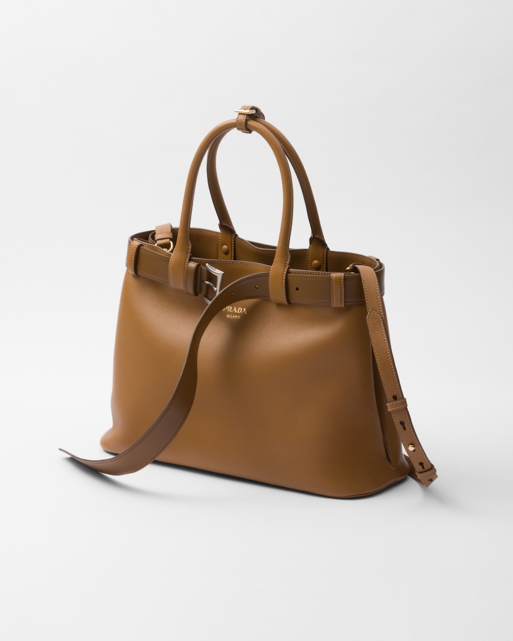 Replicate Prada Buckle Large Leather Handbag With Belt(1:1 replica)