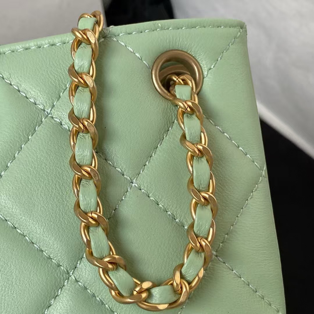 Replicate Chanel 24C AS4611 Vintage Logo Lambskin Rectangular Shoulder Bag Green(1:1 replica)