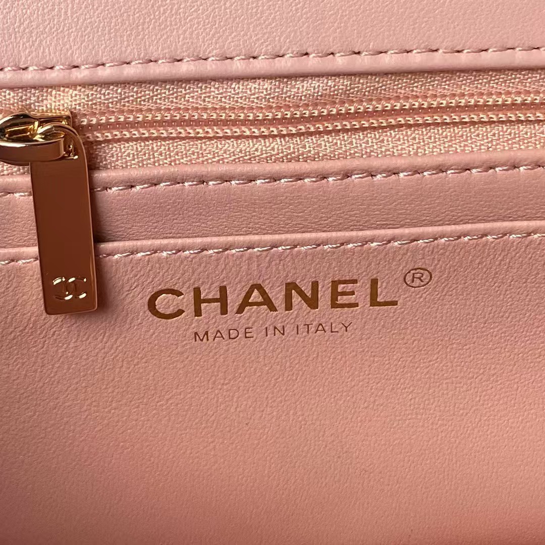 Replicate Chanel 24A AS4924 Mini Flap Bag With Top Handle Pink(1:1 replica)