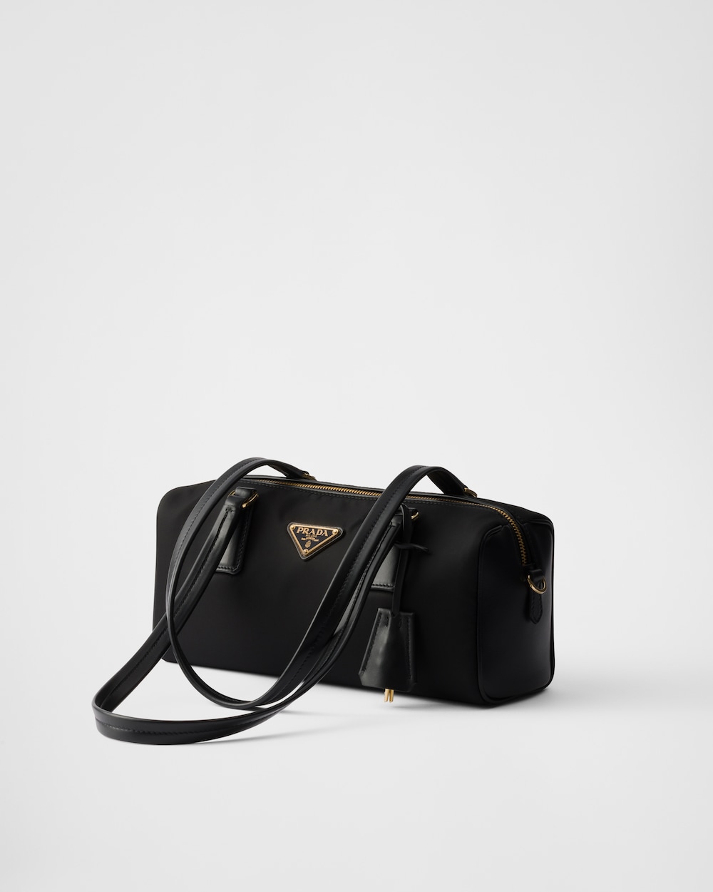 Replicate Re-Nylon and Leather Medium Top-Handle Bag With Padlock(1:1 replica)