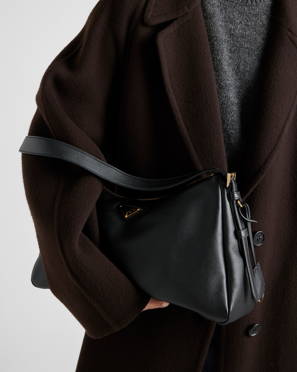 Replicate Prada Aimée Large Leather Shoulder Bag(1:1 replica)