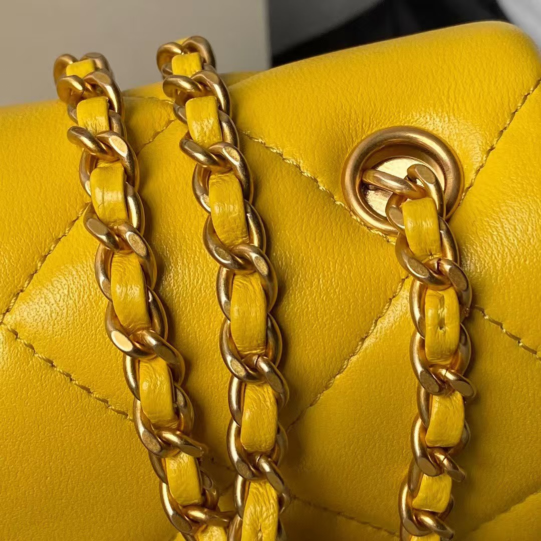 Replicate Chanel AS4861 Small Flap Bag Pearl Lambskin Faux Pearl   Gold Metal Yellow(1:1 replica)
