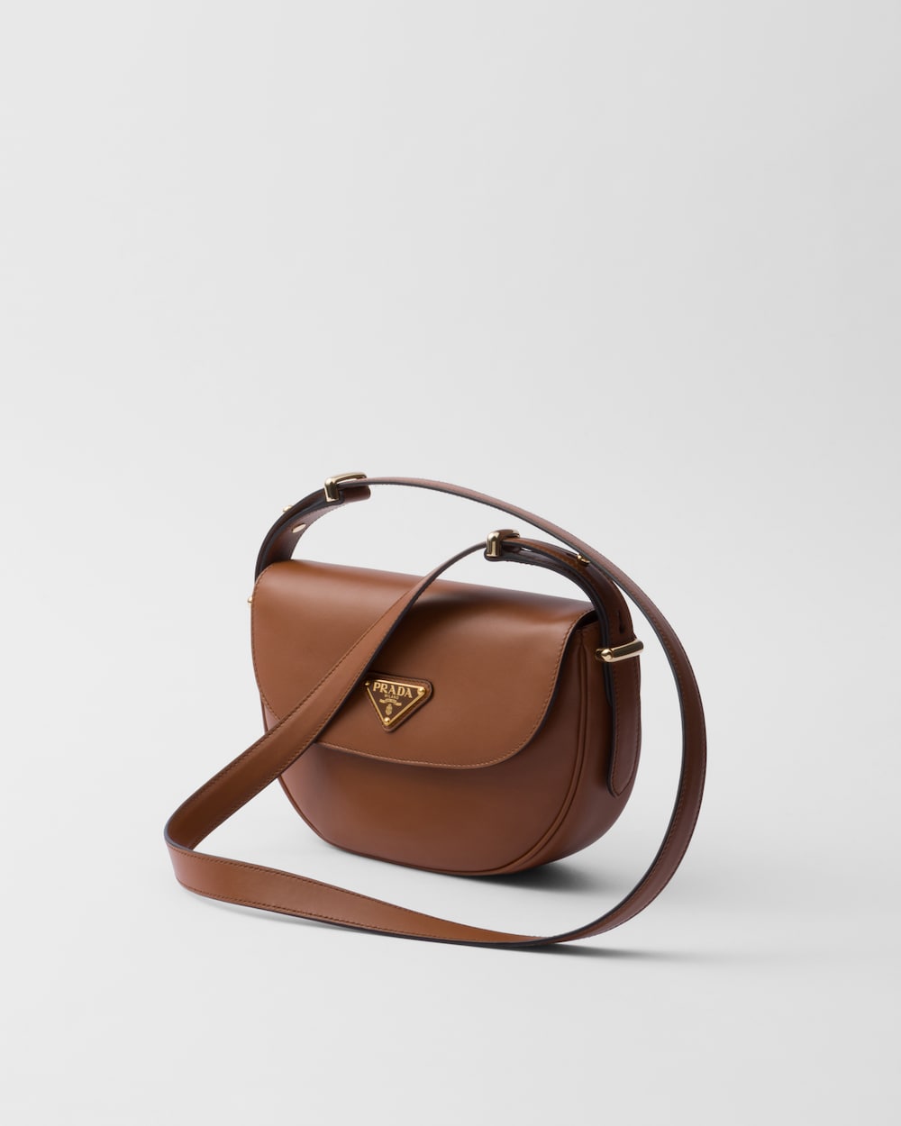 Replicate Prada Arqué Leather Shoulder Bag With Flap(1:1 replica)