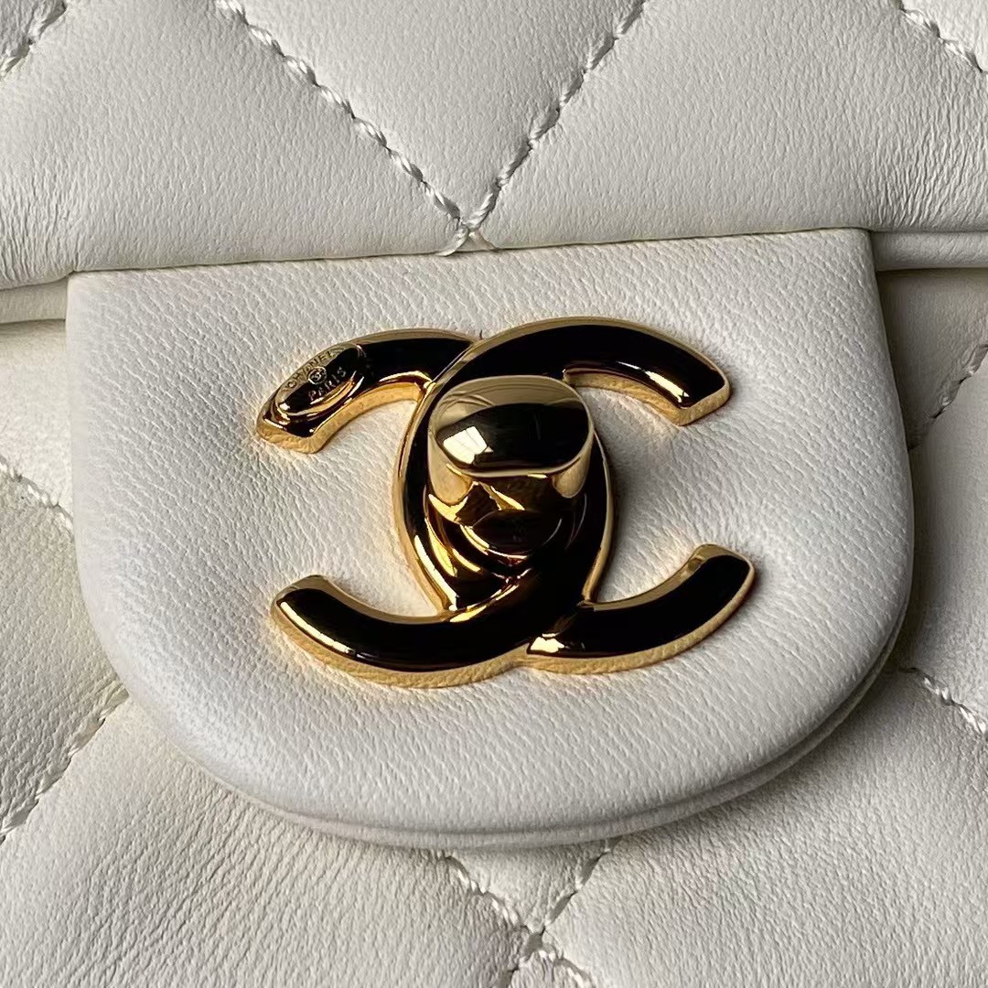 Replicate Chanel AS4847 Mini Flap Bag With Top Handle Lambskin Resin White(1:1 replica)