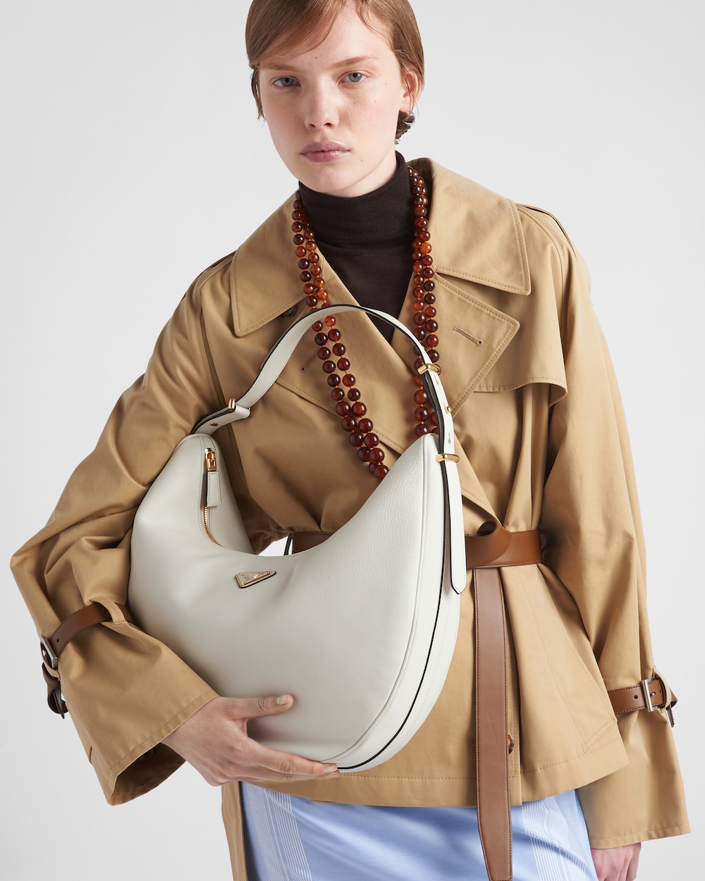 Replicate Prada Arqué Large Leather Shoulder Bag(1:1 replica)