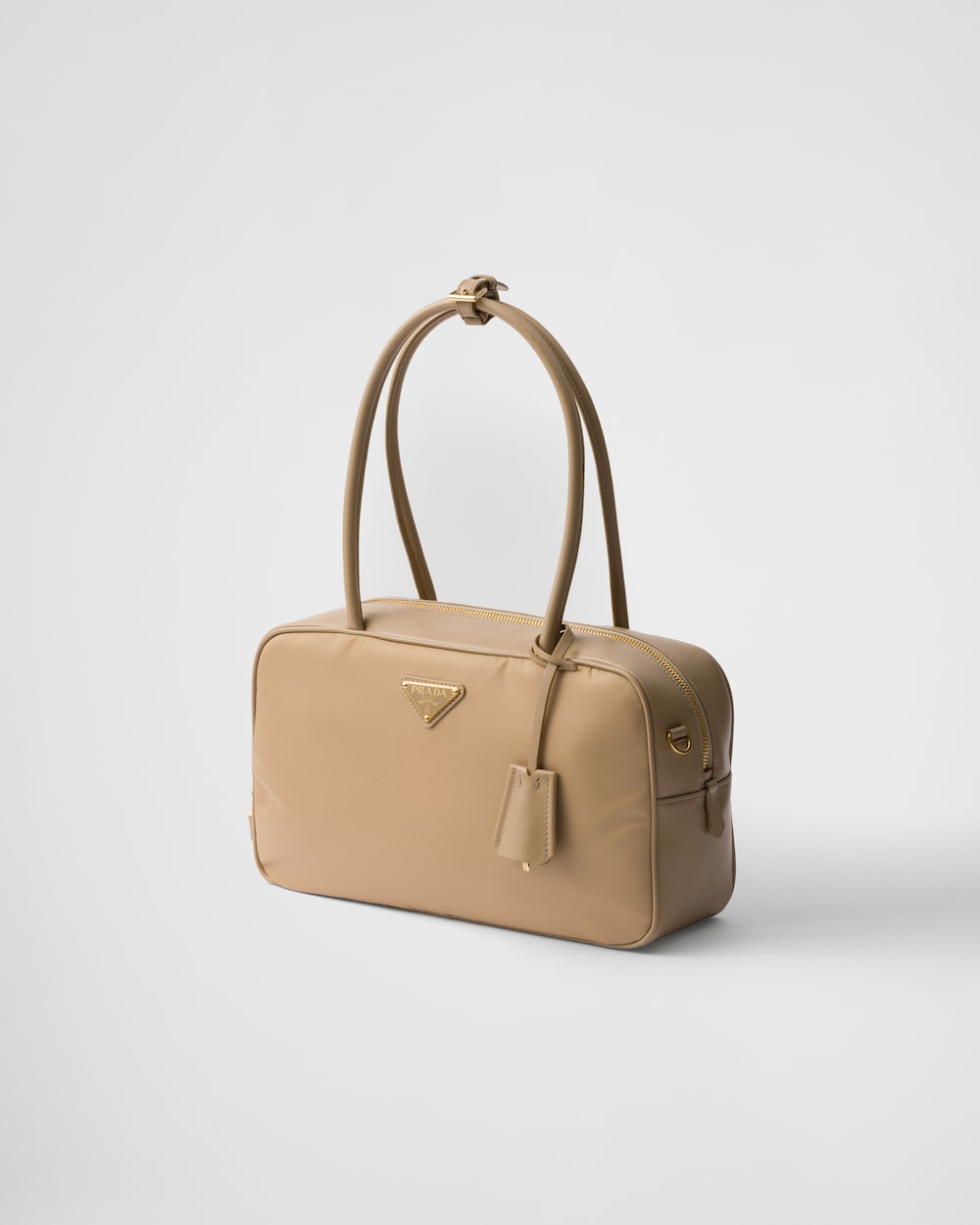 Replicate Re-Nylon and Leather Medium Top-Handle Bag With Padlock(1:1 replica)