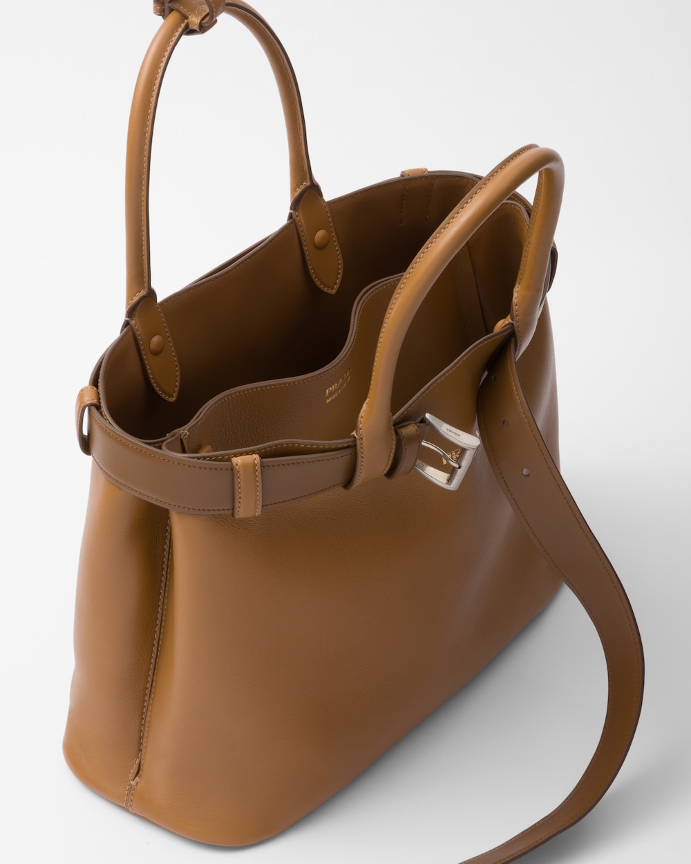 Replicate Prada Buckle Large Leather Handbag With Belt(1:1 replica)